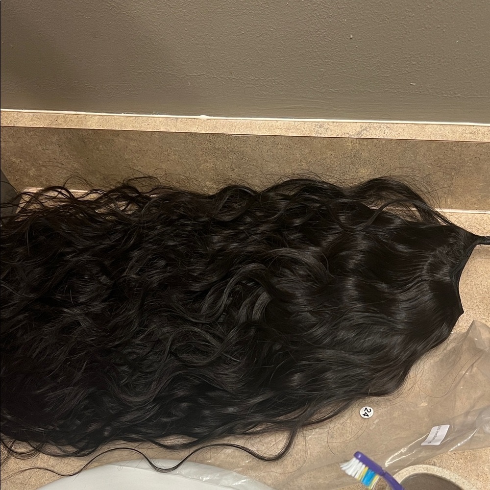 U-Part Brazilian Wavy Hair Wig - Natural Black
